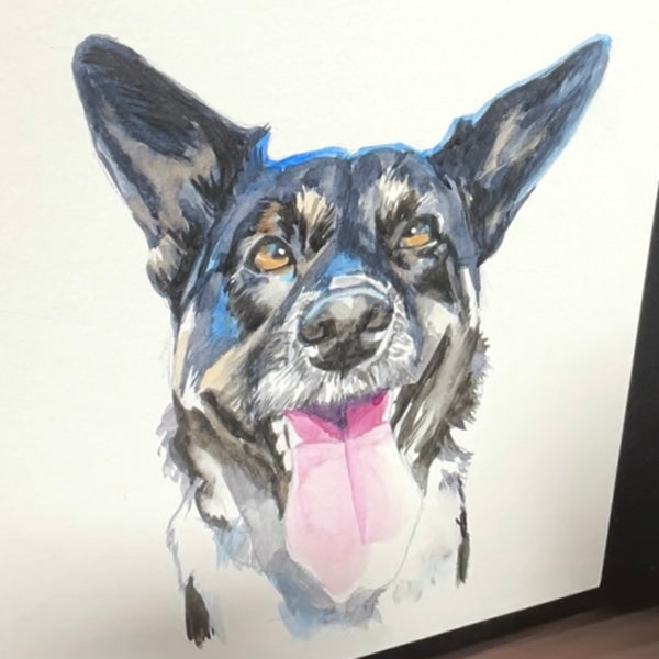 Watercolor Hand Painted Pet Portrait 10X10"